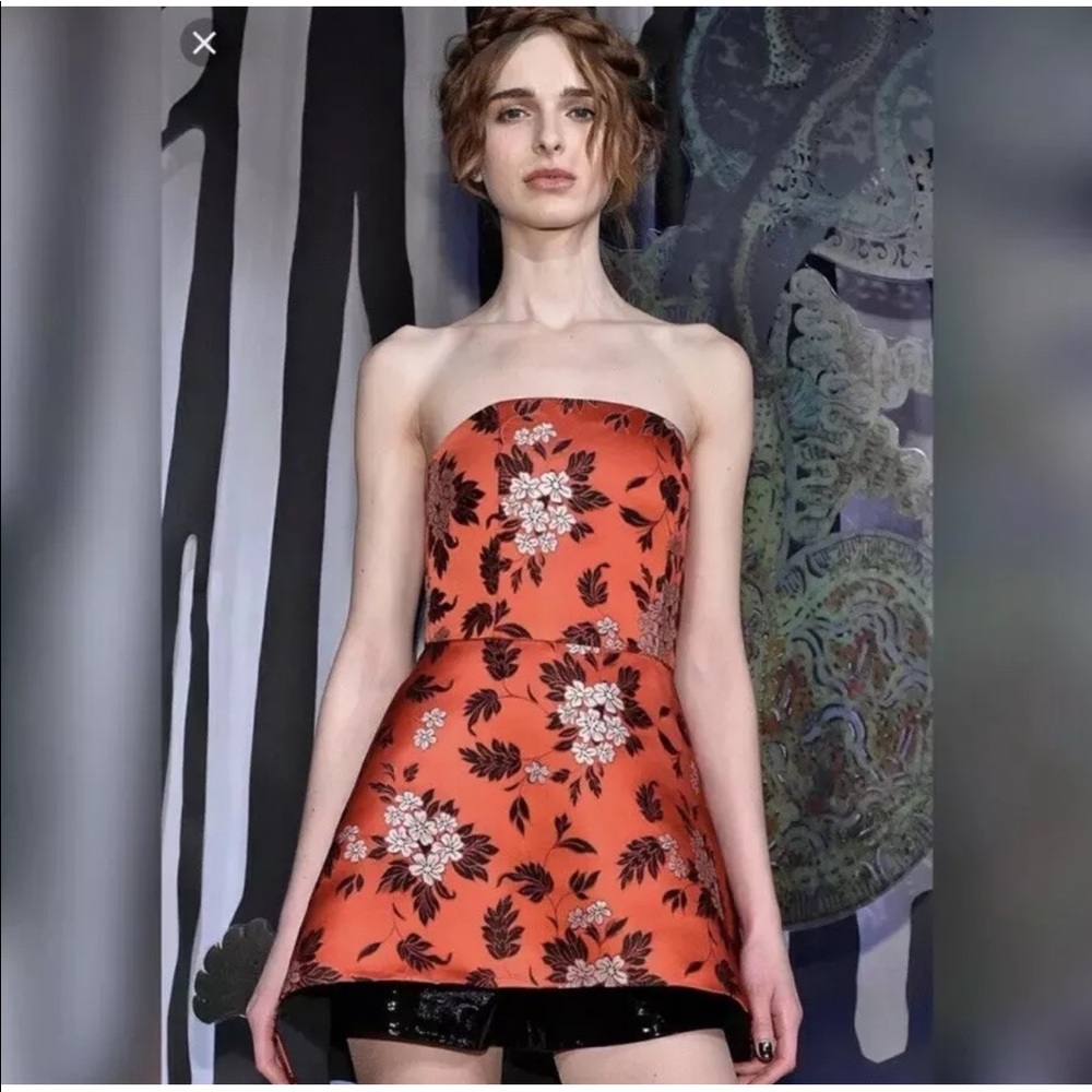 ALICE & OLIVIA DUNCAN FLORAL JACQUARD PEPLUM TOP
